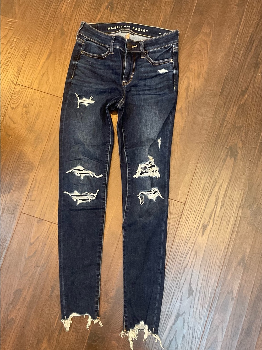American Eagle Outfitters Dark Indigo Distressed Skinny Jeans